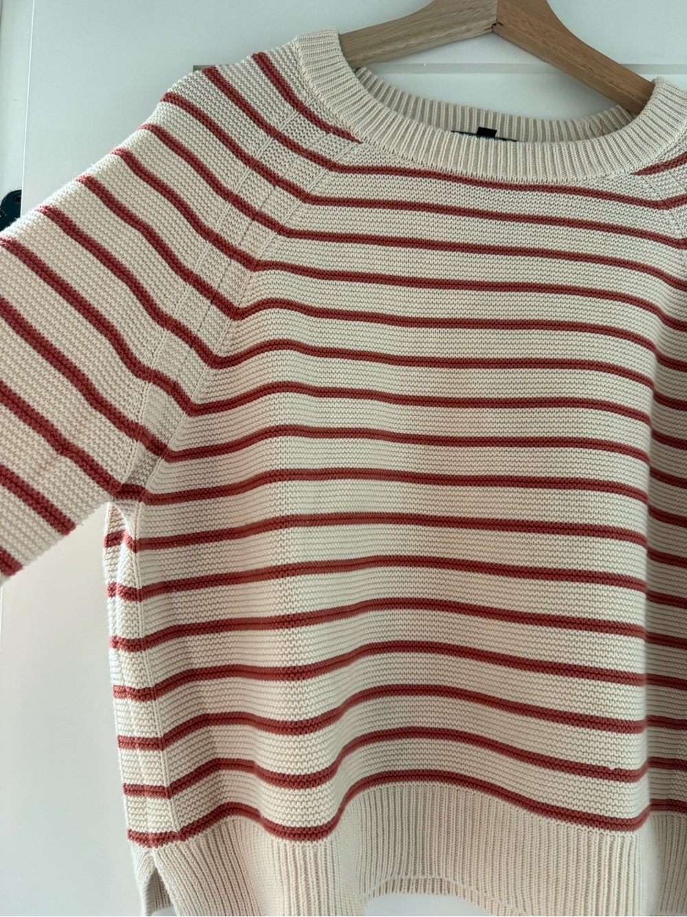 French Connection Striped 100% Cotton Knit Sweater Large L Nautical Preppy Cozy - Picture 3 of 9